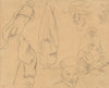 Four figure studies of Bedouins and three of head studies