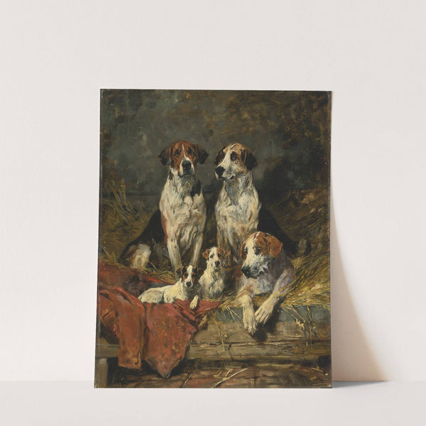 Four Foxhounds and a Terrier by John Emms