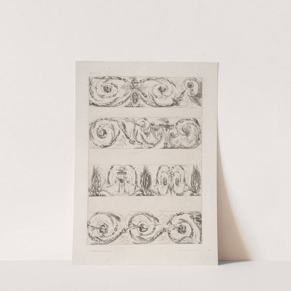 Four horizontal designs with vegetal shapes and figures by André-Charles Boulle