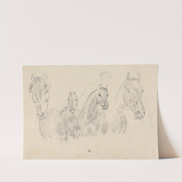 Four horses, figure faintly sketched in background by Sawrey Gilpin
