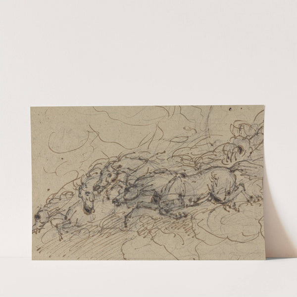 Four horses galloping: a mythological study, possibly for Phaeton's Chariot by Sawrey Gilpin