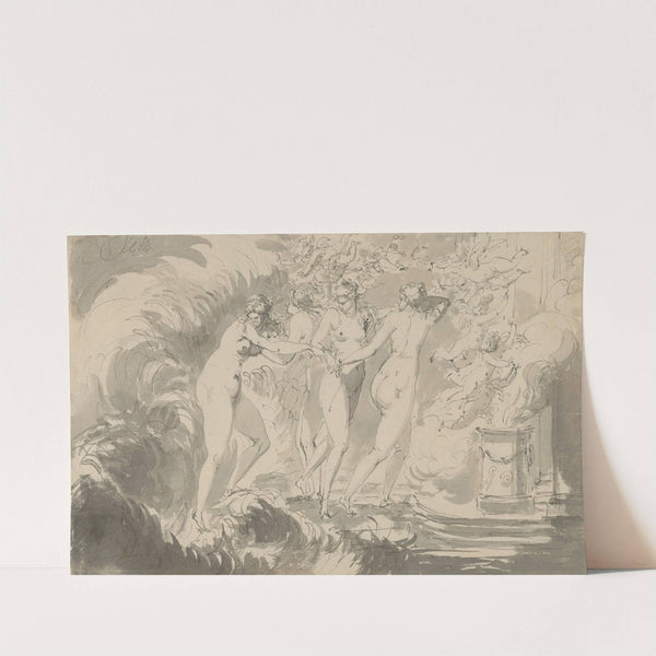 Four Nude Women Surrounded by Putti, Approaching an Altar by Carl August Ehrensvärd