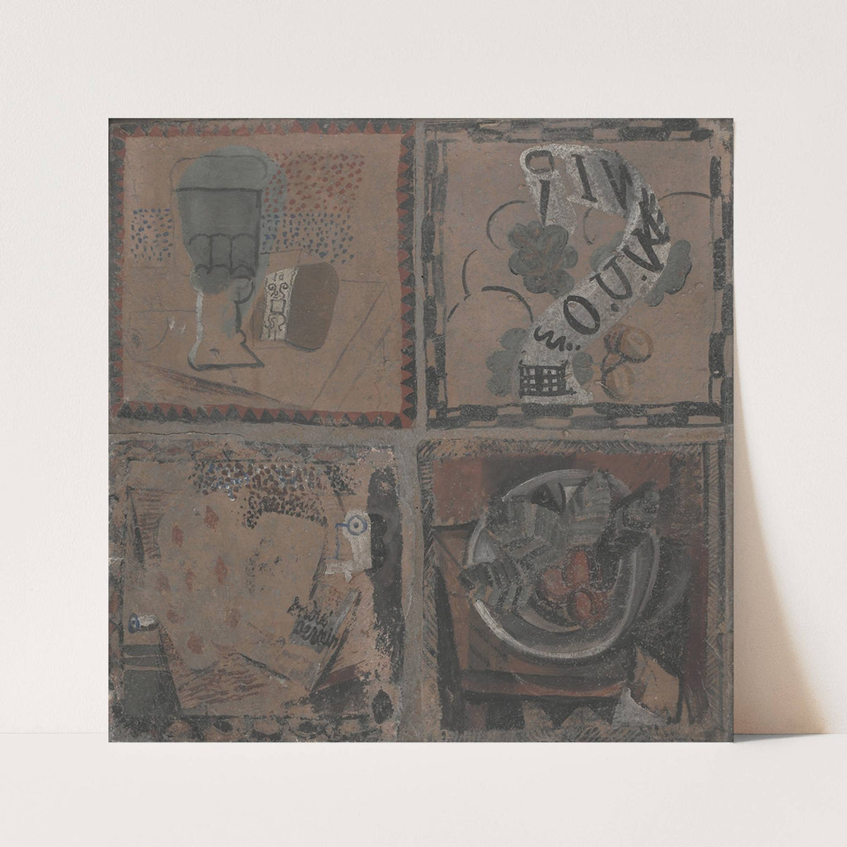 Four paintings on tile (Quatre peintures sur un carreau) Avignon, France (1914) by André Derain