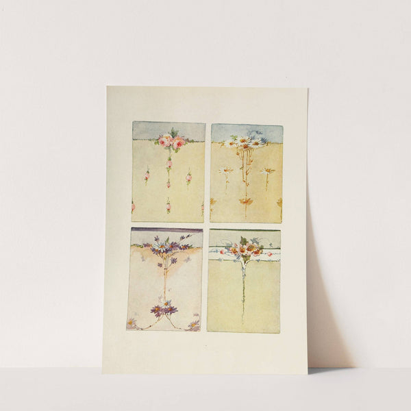Four panels in Roses and Daisies by Mrs F.C. McGaughy
