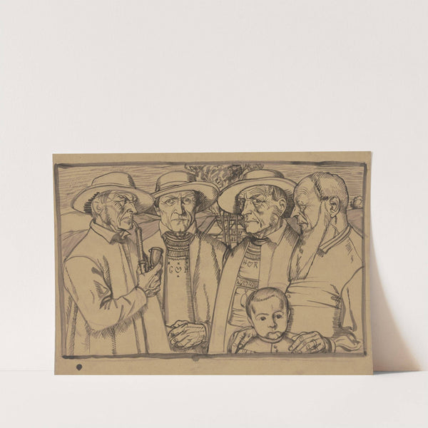 Four peasants and a boy by Fritz Boehle