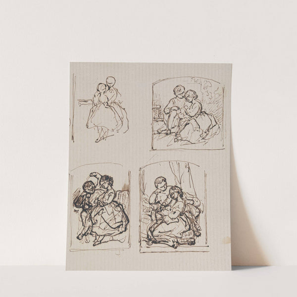 Four Portraits of two Children by Nicaise De Keyser