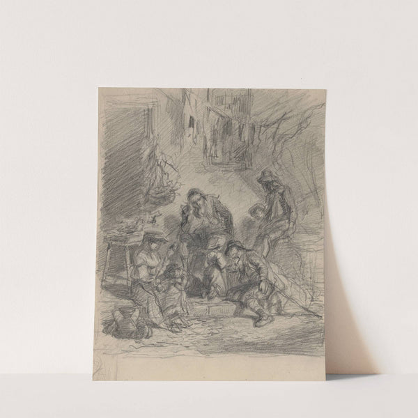 Four seated street figures (1867) by Felix Octavius Carr Darley