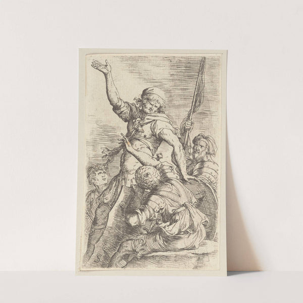 Four Soldiers, One with Flag (1656 - 1657) by Salvator Rosa