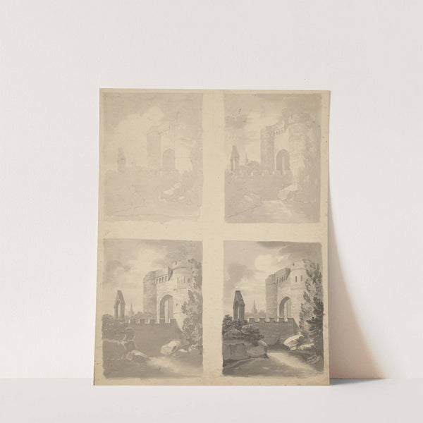 Four studies of a castle entrance by John Rubens Smith