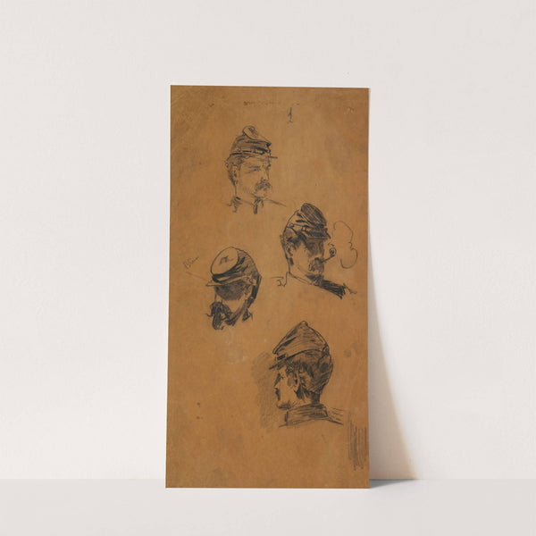Four Studies of Soldiers' Heads by Winslow Homer