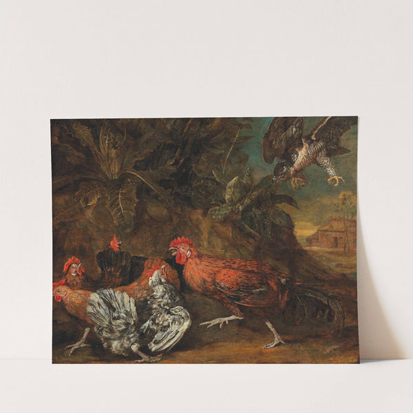 Fowl attacked by a bird of prey by Circle of Melchior de Hondecoeter