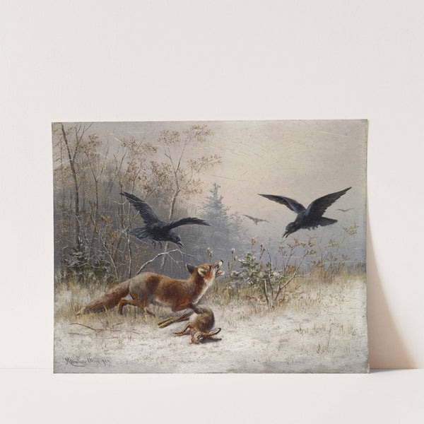 Fox Chasing Rabbits in Winter by Moritz Müller
