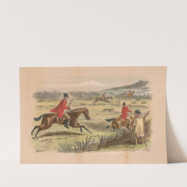 Fox-Hunting Sketches; No. 6. Over the Hills and Far away. Yokel (To half-baked Stagger). by Hablot Knight Browne