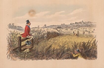 Fox-Hunting Sketches; No. 7. ‘The very best run of the season’ – and Tommy Dumphty has a capital view of it