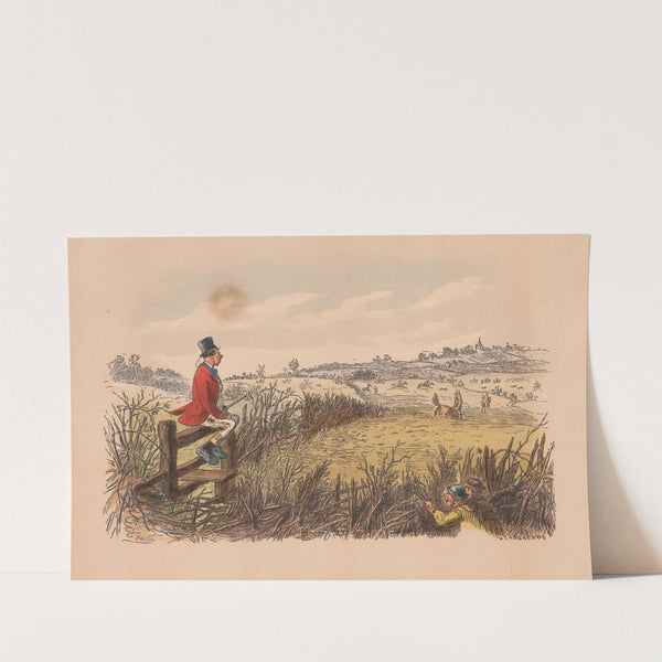 Fox-Hunting Sketches; No. 7. ‘The very best run of the season’ – and Tommy Dumphty has a capital view of it by Hablot Knight Browne