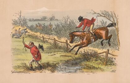 Fox-Hunting Sketches; No. 9. The fences are very blind just now – and the riders too, occasionally