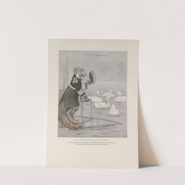 Fox Tirpitz Preaching to the Geese (1916-1917) by Louis Raemaekers
