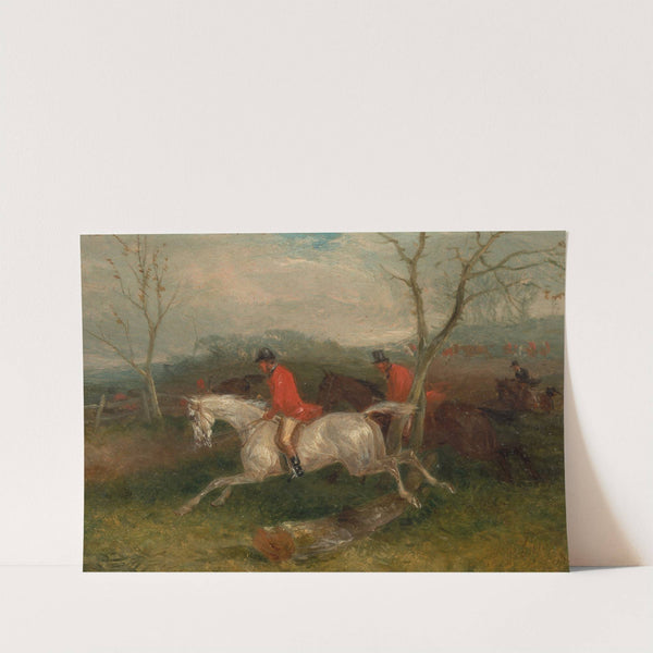 Foxhunting; Coming to a Fence (Full Cry) (1863) by William Shayer