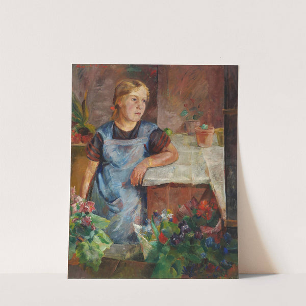 Fra en blomsterhandler med en pige spejdende ud ad vinduet by Henrik Nielsen