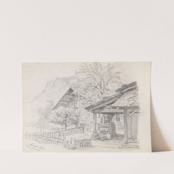 Fra Meiringen, Pension Flux-Ruoff i forgrunnen (1864) by Adolph Tidemand