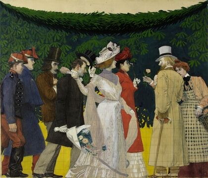 Fragment de la maquette pour la décoration du théâtre des auteurs gais, exposition universelle de 1900