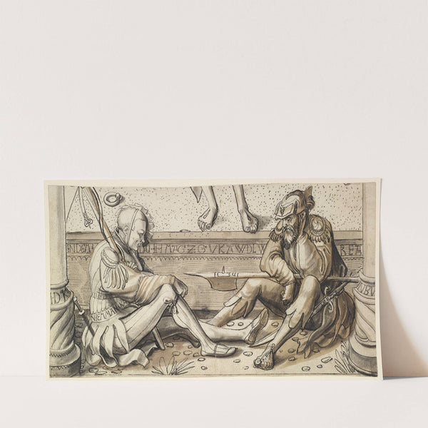 Fragment eines Scheibenrisses mit zwei Grabwächtern (1515) by Niklaus Manuel