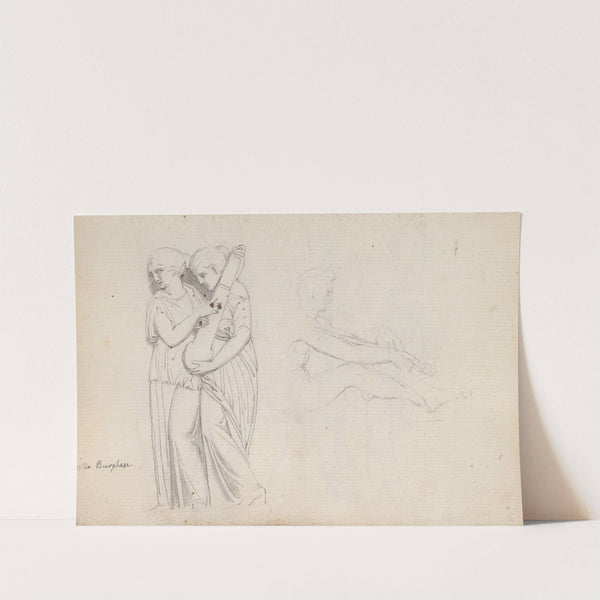 Fragment of a Hippolytus Sarcophagus, Villa Borghese and Study of Mars, Villa Ludovisi, Rome by John Flaxman