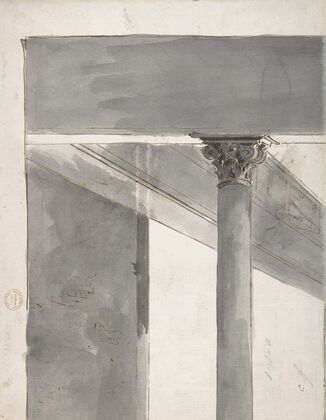 Fragment of a Larger Drawing Representing Part of a Column and a Cornice