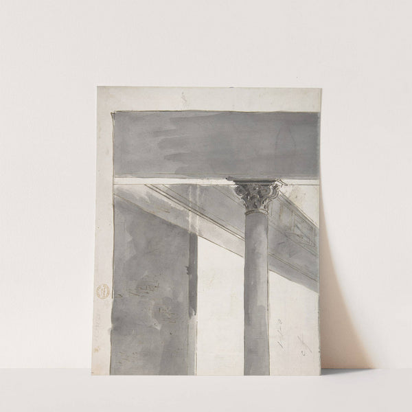 Fragment of a Larger Drawing Representing Part of a Column and a Cornice (1712–1835) by Francesco Guardi