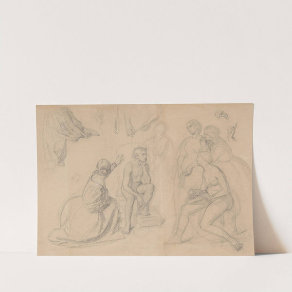 Fragment of composition with the prince figure and the ladies gathered around him, for the painting ‘The Upbringing of Sigismund Augustus’ (1861) by Józef Simmler