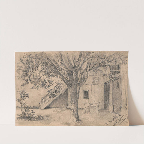 Fragment podwórza z rozłożystym drzewem w Alland (1882) by Anna Bilińska-Bohdanowicz