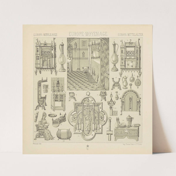 France, Bassin du Rhin, Flandre – interieur, meubles, objets mobiliers, ustensiles etc. (1876-1888) by Auguste Racinet