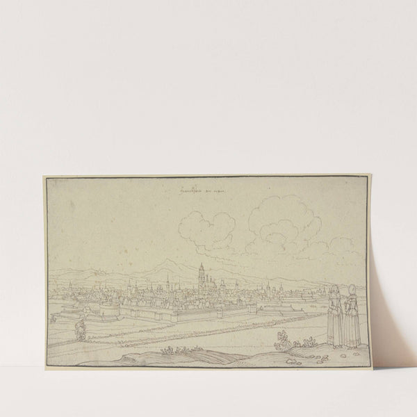 Frankfurt am Main von der Südseite gesehen, rechts im Vordergrund zwei Damen (1636) by Wenceslaus Hollar