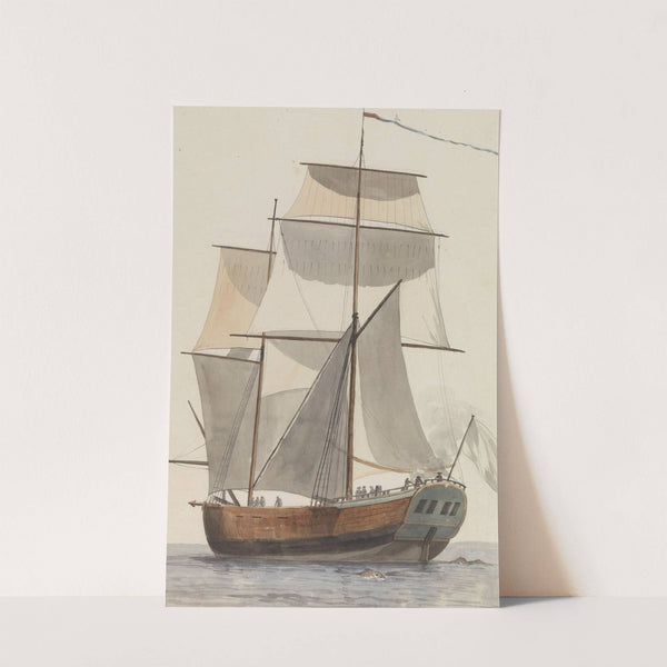 Frans brigantijn schip l’Heureuse Marianne waarop het reisgezelschap van Valette naar Agrigento vaarde (1778) by Abraham-Louis-Rodolphe Ducros