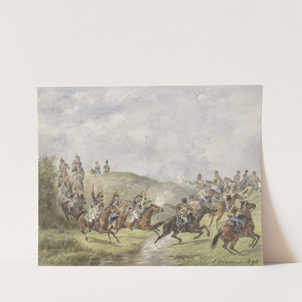 Franse dragonders en Oostenrijkse huzaren by Karel Frederik Bombled