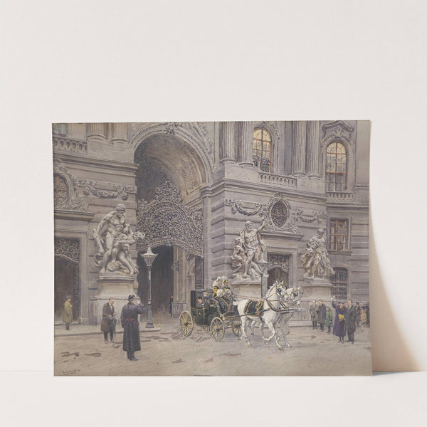 Franz Joseph in seiner Kutsche aus der Burg kommend (1912) by Ernst Graner