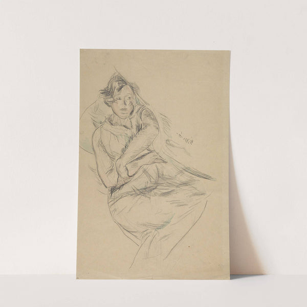 Frau auf einem grünen Polster lehnend by Anton Faistauer