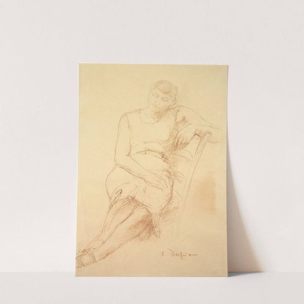 Frau in ärmellosem, kurzem Kleid auf Stuhl schlafend (Odette) by Charles Despiau