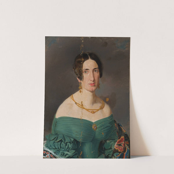 Frau in grünem Kleid by Joseph Hasslwander