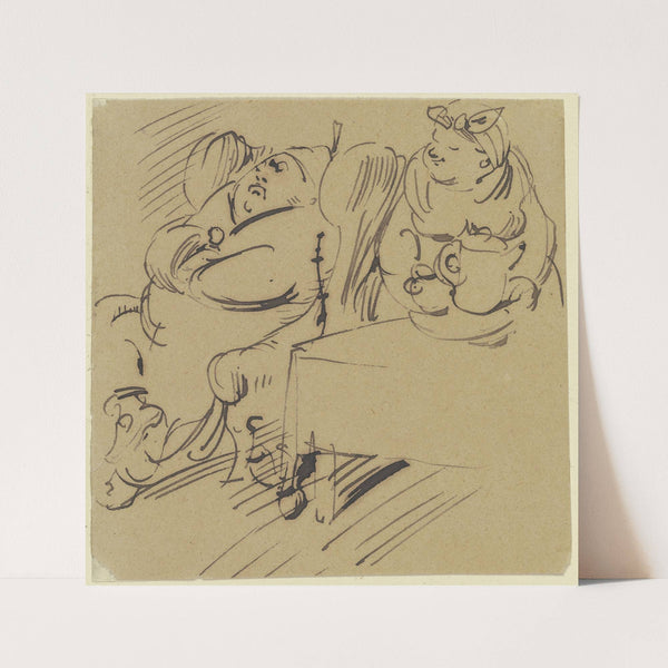 Frau Knopp serviert ihrem Mann Kaffee (1876) by Wilhelm Busch