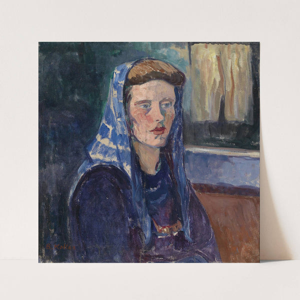 Frau mit blauem Kopftuch by Broncia Koller-Pinell