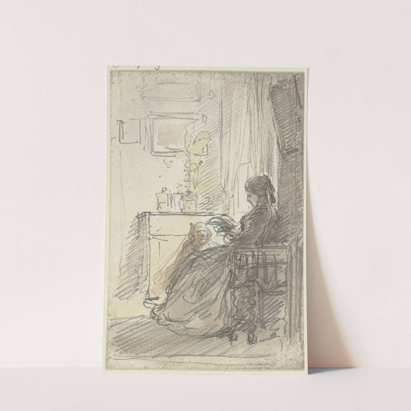 Frau mit einem Buch am Fenster sitzend by Philipp Rumpf