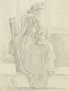 Frau mit Handarbeit am Fenster