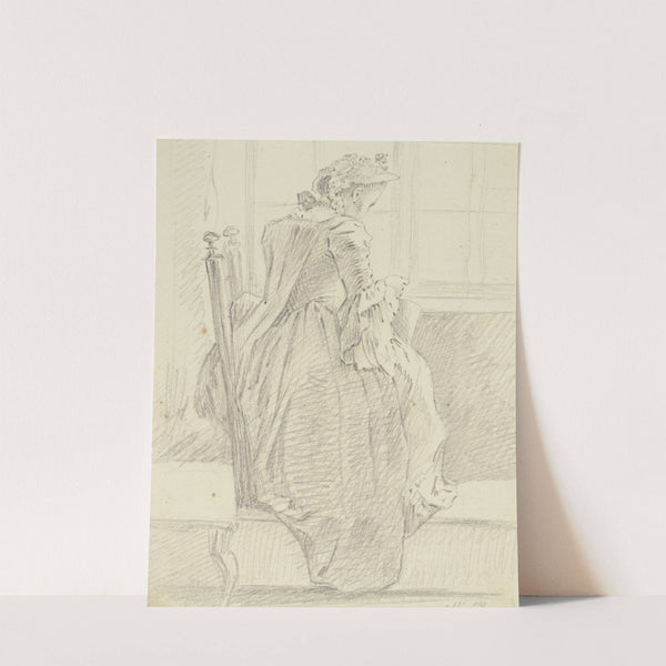 Frau mit Handarbeit am Fenster by Daniel Nikolaus Chodowiecki