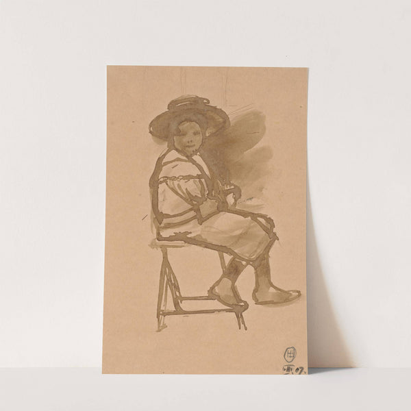 Frau mit Hut, auf einem Stuhl sitzend by Hermann Lismann