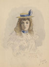 Frau mit Hut von vorne