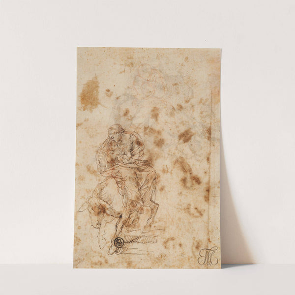 Frau mit Kind auf einem Esel (Maria mit dem Kind) by Lelio Orsi