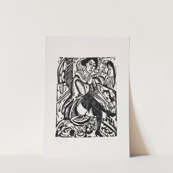 Frau Schuh zuknöpfend (1912) by Ernst Ludwig Kirchner