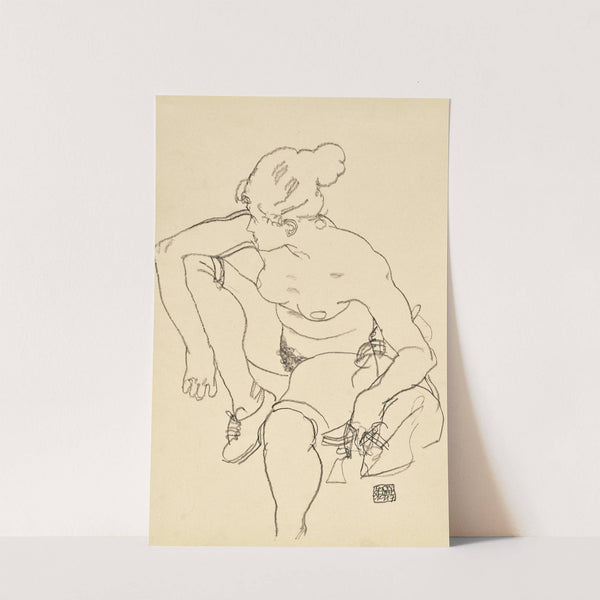 Frau Sitzend mit Schuhen (1917) by Egon Schiele