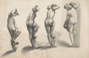Frauenakt in vier Ansichten. Studien nach der Kleinen Venus (Kleine Badende) von Giambologna (1590)